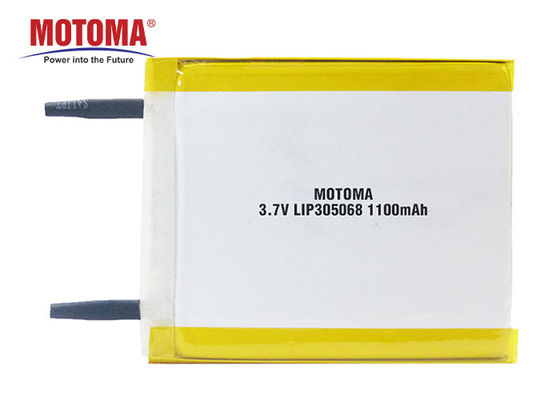 IOT装置のための3.7V 1100mAh Rechargableのリチウム ポリマー電池3.0*50*68mm Motoma電池